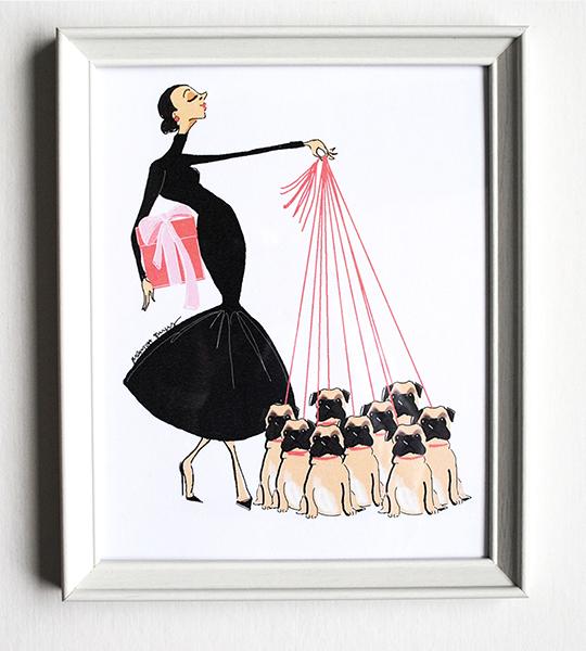 Pugs and Kisses Art Print
