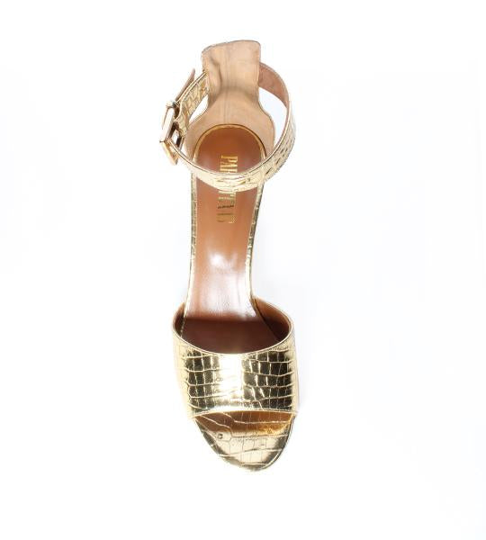 Metallic Gold Croco Sandal
