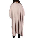 Cashmere Long Open Poncho - Oak Heather