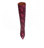 Fuschia Python Print Block Heel Boot