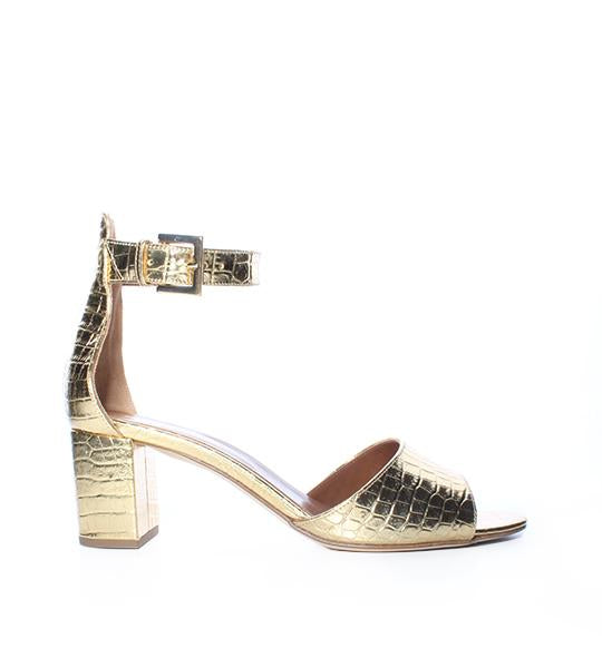 Metallic Gold Croco Sandal