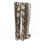 Natural Python Print Block Heel Boot