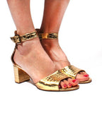 Metallic Gold Croco Sandal