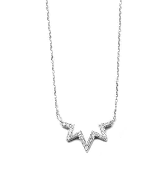 Anzie Aztec Starburst Zig Zag Necklace Silver - TheSeptember.com