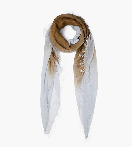 Fir Green Pearl Blue Clay Dip-Dyed Cashmere And Silk Scarf