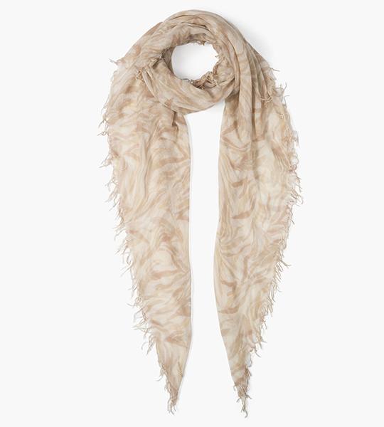 Coconut Milk Zebra Print Cashmere Silk Scarf