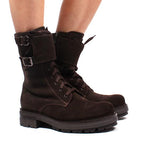 Combat Boot Brown Suede