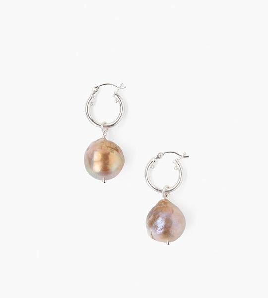 Pink Baroque Pearl Hoop Earrings