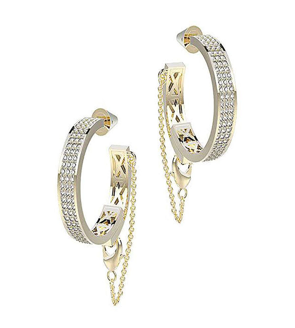 Eddie Borgo Pave Safety Chain Hoops Gold - TheSeptember.com