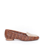 Edyth Flat Woven Leather and Natural Raffia