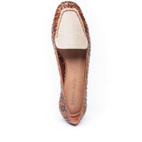 Edyth Flat Woven Leather and Natural Raffia