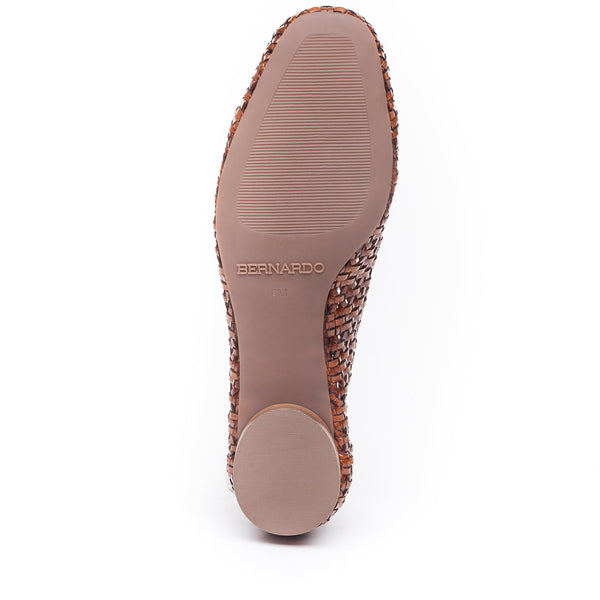 Edyth Flat Woven Leather and Natural Raffia