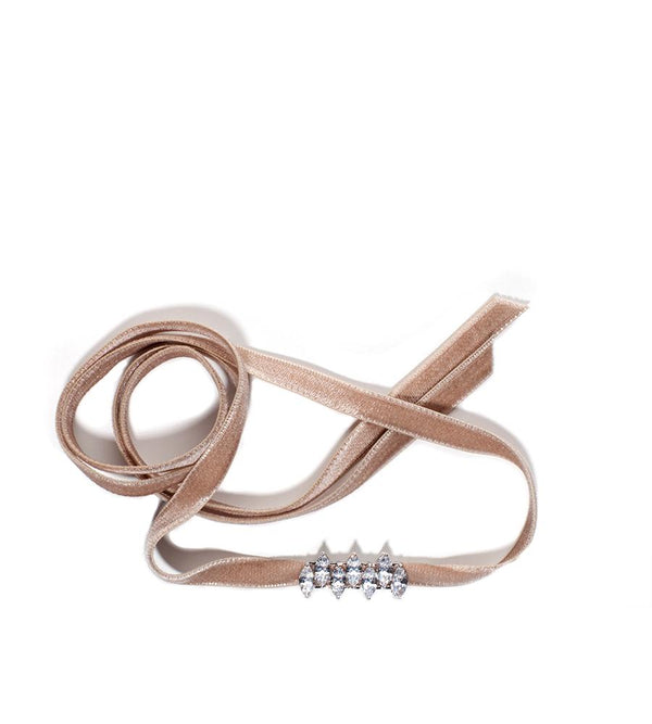 Fallon Monarch Mini Velvet Jagged Choker Blush - TheSeptember.com