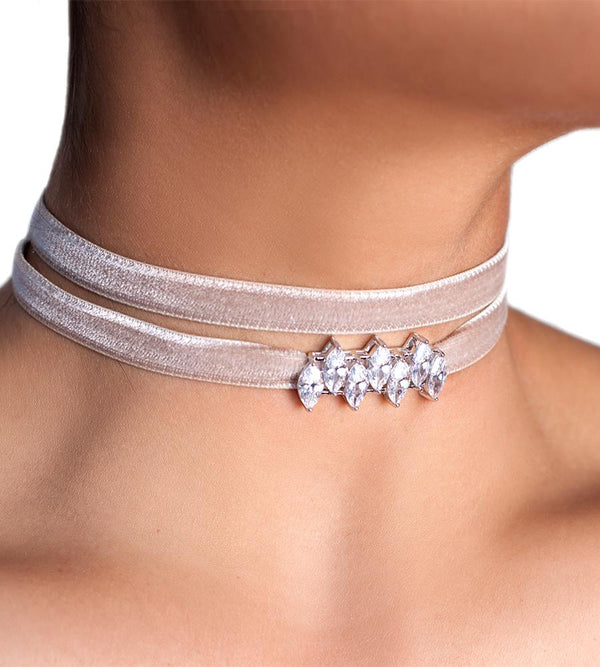 Fallon Monarch Mini Velvet Jagged Choker Blush - TheSeptember.com