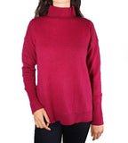 Cashmere Side Slit Stand Neck Sweater - Dark Cherry