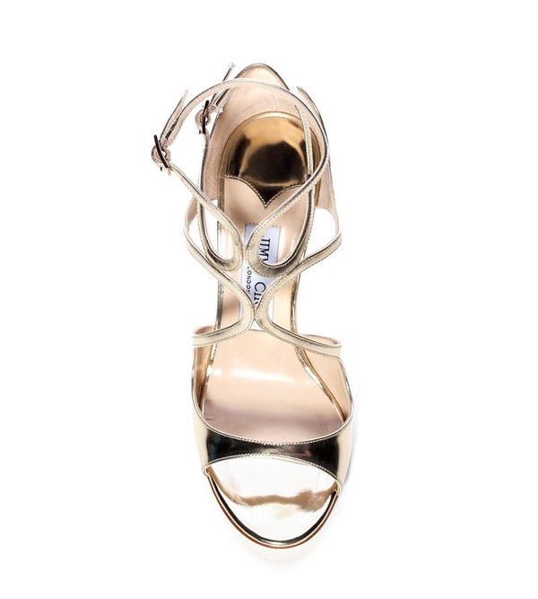 Jimmy Choo Lang Mirrored Leather Sandal - TheSeptember.com