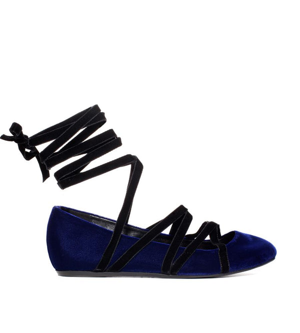 Lanvin Velvet Lace-up Ballerina - TheSeptember.com
