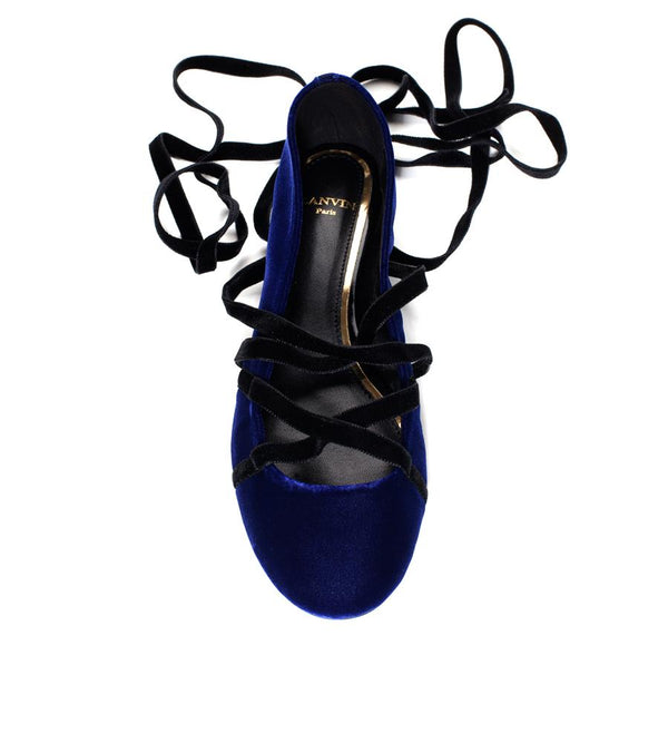 Lanvin Velvet Lace-up Ballerina - TheSeptember.com