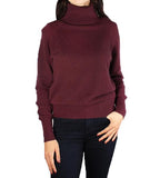 Ribbed Trim Turtleneck Mahogany