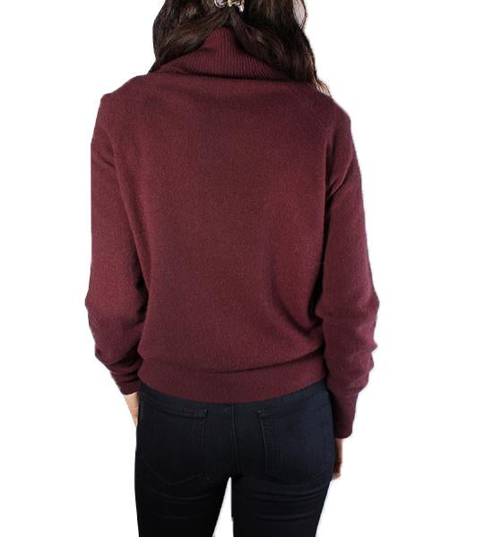 Ribbed Trim Turtleneck Mahogany