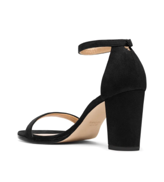 Nearly Nude Black Suede Heel