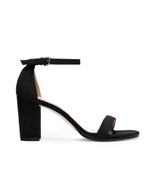 Nearly Nude Black Suede Heel