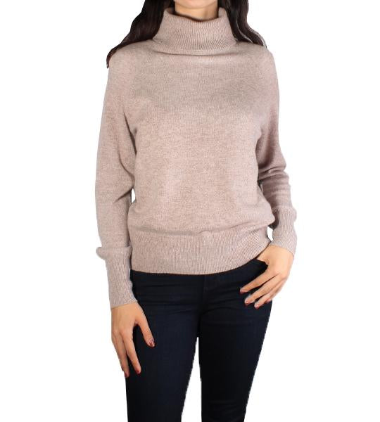 Ribbed Trim Turtleneck Oak Heather
