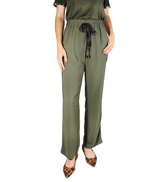 Poeme Crepe Pant with Stripe