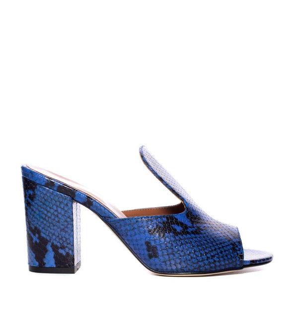 Blue Snake Print Mule