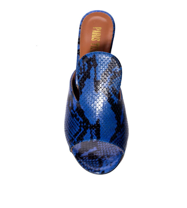 Blue Snake Print Mule