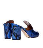 Blue Snake Print Mule