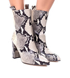 Natural Embossed Python Ankle Boot