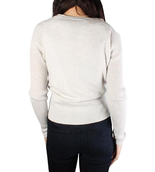 Ribbed Sleeve Wrap Top Platinum Heather