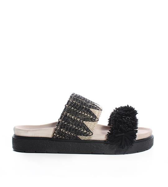 Raffia Black Slide