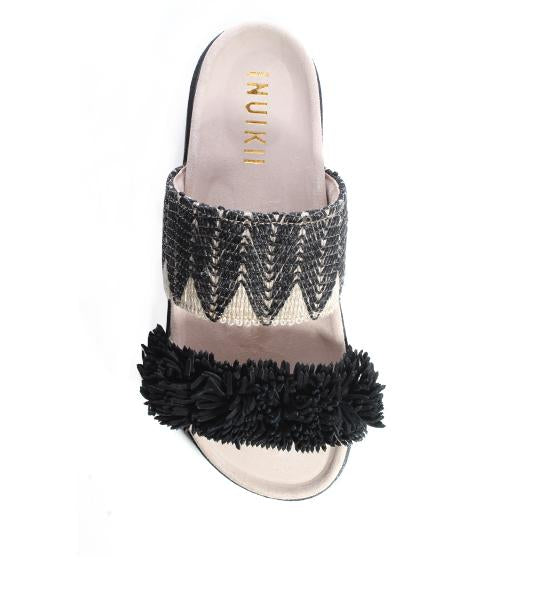 Raffia Black Slide