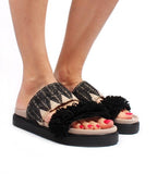 Raffia Black Slide
