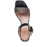 Reagan Leather and Raffia Sandal Black