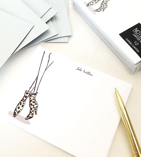 Personalized Notecards Leopard Boots