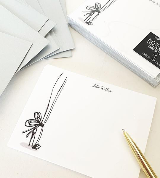 Personalized Notecards Bow Heels