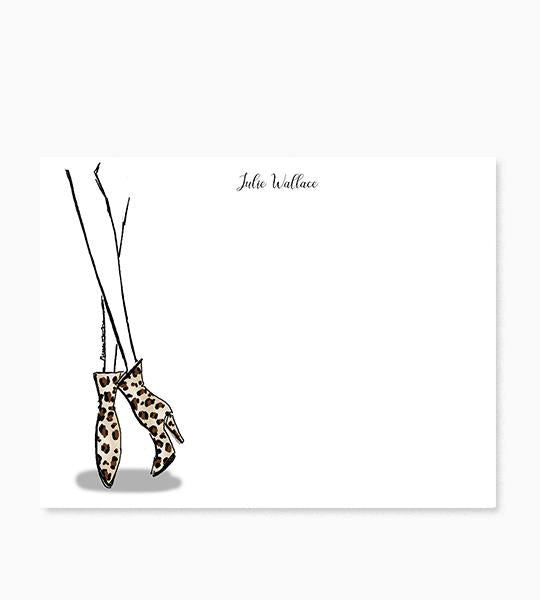 Personalized Notecards Leopard Boots