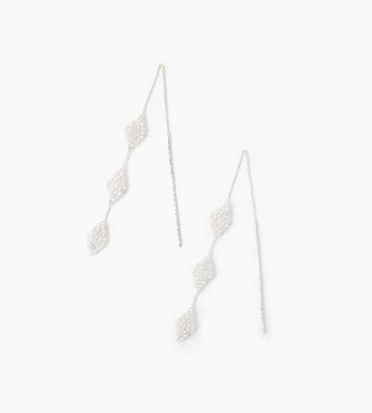 Silver Shade Cluster Thread Thru Earrings