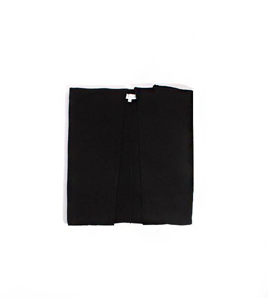 Cashmere Long Open Poncho - Black