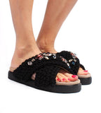 Woven Stones Slide Black