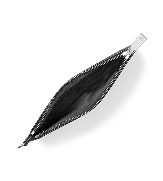 Leather Zip Wristlet Black