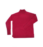 Cashmere Side Slit Stand Neck Sweater - Dark Cherry