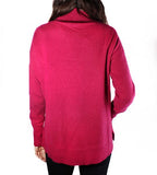 Cashmere Side Slit Stand Neck Sweater - Dark Cherry