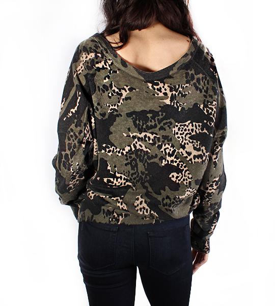 Brume Camo Print V-Neck Sweater